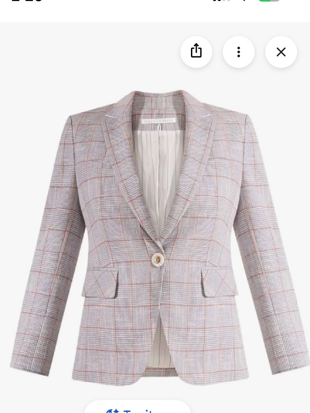 NEW! Veronica Beard Women's Schoolboy Jacket Blue multi plaid Sz.  12 NWT
